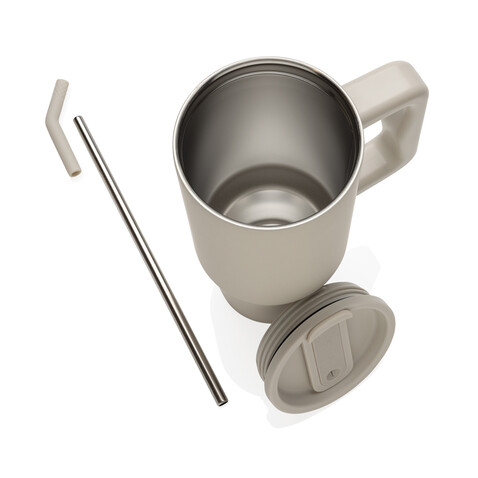 Embrace Deluxe Becher aus RCS recyceltem Edelstahl 900ml beige bedrucken, Art.-Nr. P437.3019