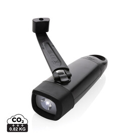 Lightwave USB-Taschenlampe mit Kurbel aus RCS rPlastik schwarz bedrucken, Art.-Nr. P513.621 Lightwave USB-Taschenlampe mit Kurbel aus RCS rPlastik schwarz bedrucken, Art.-Nr. P513.621