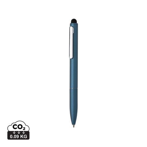Kymi Stift mit Stylus aus RCS recyceltem Aluminum Königsblau bedrucken, Art.-Nr. P611.235