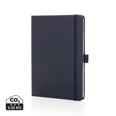 Sam A5 Notizbuch aus RCS zertifiziertem Lederfaserstoff navy blau bedrucken, Art.-Nr. P774.609