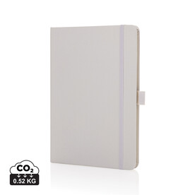 Sam A5 Notizbuch aus RCS zertifiziertem Lederfaserstoff weiß bedrucken, Art.-Nr. P774.603