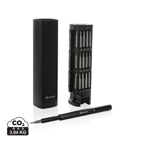 Gear X 46-tlg. Präzisions-Bit-Set aus RCS recyc. Aluminium schwarz bedrucken, Art.-Nr. P221.261