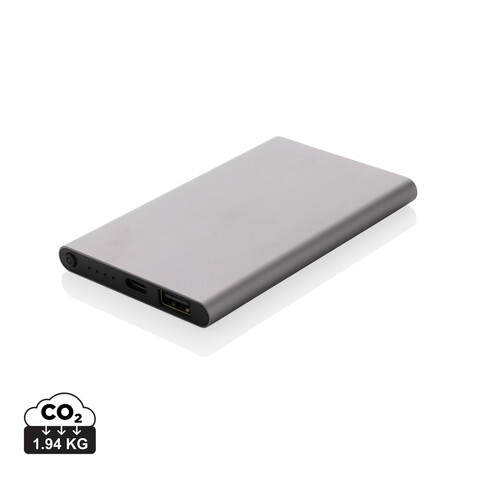 4.000mAh Type-C Powerbank aus RCS recyeltem ABS &amp; Aluminium anthrazit bedrucken, Art.-Nr. P322.420