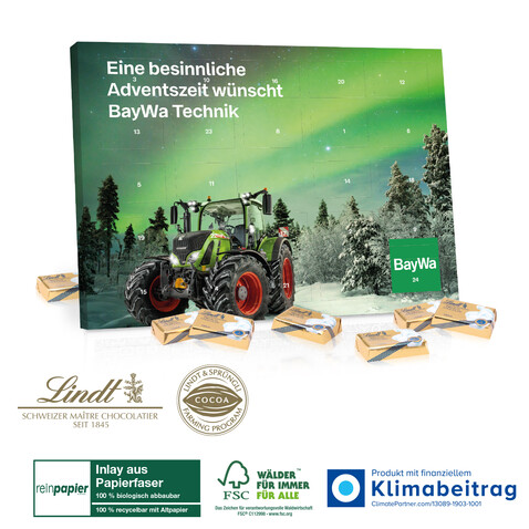 Tisch-Adventskalender Lindt „Select Edition“ Organic bedrucken, Art.-Nr. 55307-W