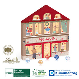 Adventskalender Lindt „Weihnachtshaus“ Organic bedrucken, Art.-Nr. 55332-W