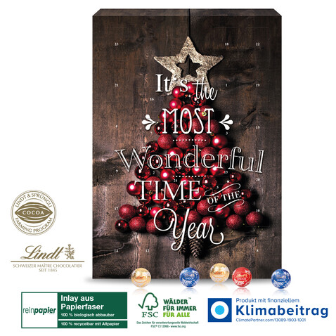 Wand-Adventskalender Lindt „Gourmet Edition“ Organic bedrucken, Art.-Nr. 55342-W