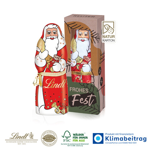 Lindt Weihnachtsmann mit Glöckchen, 70 g bedrucken, Art.-Nr. 95453-W