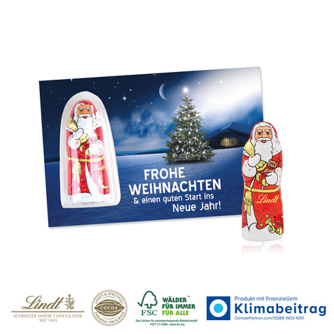 Schokokarte „Business“ mit Lindt Weihnachtsmann bedrucken, Art.-Nr. 95457-W