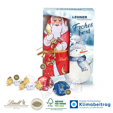 Premium-Präsent mit Lindt Weihnachtsmann „Maxi“ bedrucken, Art.-Nr. 95500-W