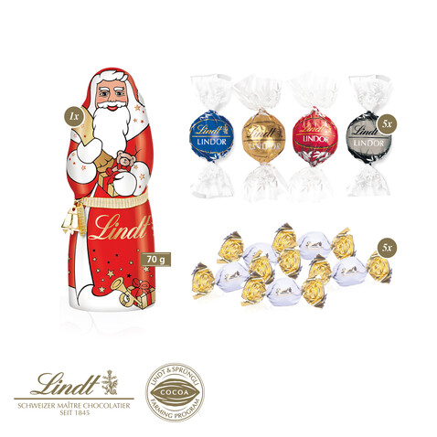 Premium-Präsent mit Lindt Weihnachtsmann „Maxi“ bedrucken, Art.-Nr. 95500-W