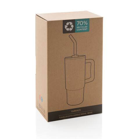 Embrace Deluxe Becher aus RCS recyceltem Edelstahl 900ml beige bedrucken, Art.-Nr. P437.3019