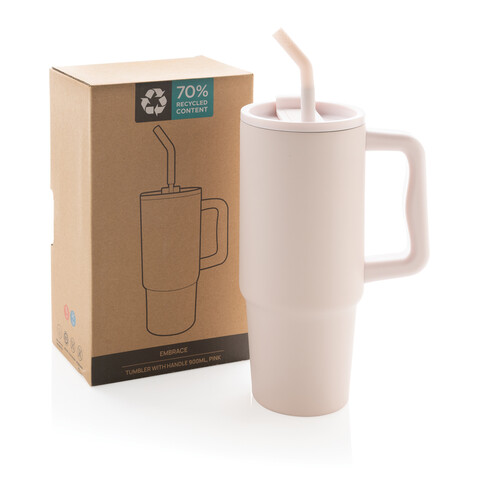 Embrace Deluxe Becher aus RCS recyceltem Edelstahl 900ml rosa bedrucken, Art.-Nr. P437.3014