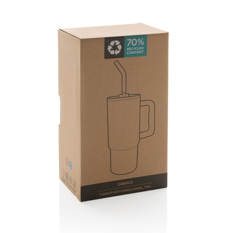 Embrace Deluxe Becher aus RCS recyceltem Edelstahl 900ml rosa bedrucken, Art.-Nr. P437.3014