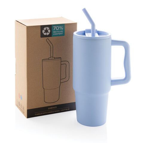 Embrace Deluxe Becher aus RCS recyceltem Edelstahl 900ml hellblau bedrucken, Art.-Nr. P437.3005