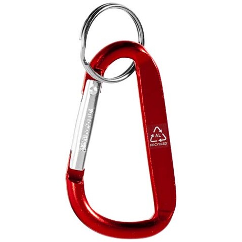 Timor RCS Karabiner Schlüsselanhänger aus recyceltem Aluminium, rot bedrucken, Art.-Nr. 10457221