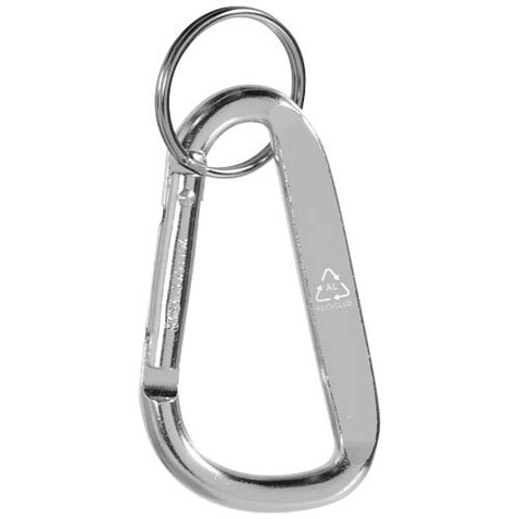 Timor RCS Karabiner Schlüsselanhänger aus recyceltem Aluminium, silber bedrucken, Art.-Nr. 10457281