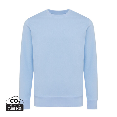 Iqoniq Etosha Lightweight Sweater aus recycelter Baumwolle sky blue bedrucken, Art.-Nr. T9303.022.S