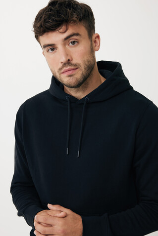 Iqoniq Rila Lightweight Hoodie aus recycelter Baumwolle schwarz bedrucken, Art.-Nr. T9404.001.XS