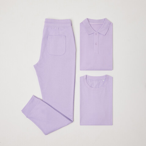 Iqoniq Cooper Jogger aus recycelter Baumwolle lavender bedrucken, Art.-Nr. T9500.011.XXS