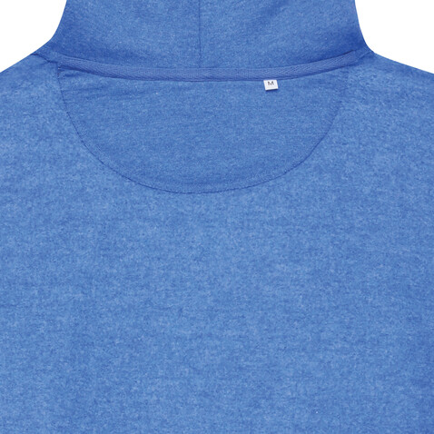 Iqoniq Abisko Zip-Kapuzenpullover aus recycelter Baumwolle heather blue bedrucken, Art.-Nr. T9600.024.XXL