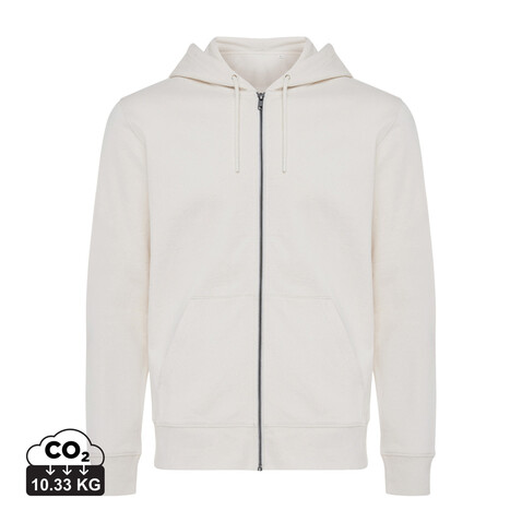 Iqoniq Abisko Zip-Kapuzenpullover aus recycelter Baumwolle natural raw bedrucken, Art.-Nr. T9600.018.XXXL