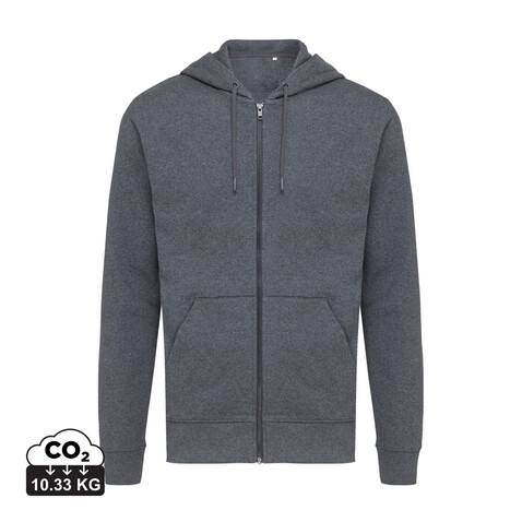 Iqoniq Abisko Zip-Kapuzenpullover aus recycelter Baumwolle ungefärbtes Anthrazit bedrucken, Art.-Nr. T9600.014.XXL