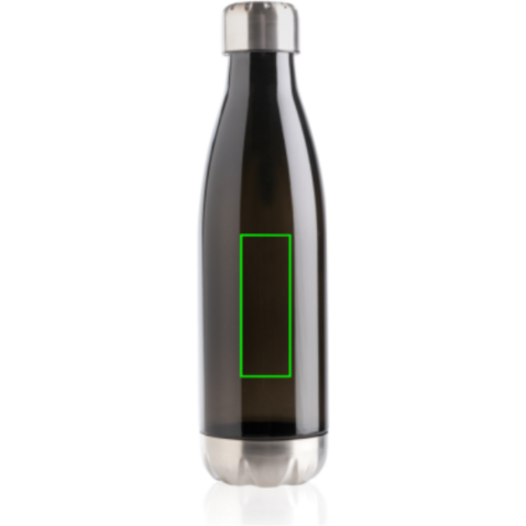 Auslaufsichere Trinkflasche mit Stainless-Steel-Deckel schwarz bedrucken, Art.-Nr. P436.751
