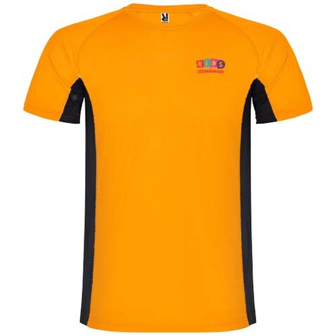 Shanghai Sport T-Shirt für Kinder, Fluor Orange, schwarz bedrucken, Art.-Nr. K65959AH Shanghai Sport T-Shirt für Kinder, Fluor Orange, schwarz bedrucken, Art.-Nr. K65959AH