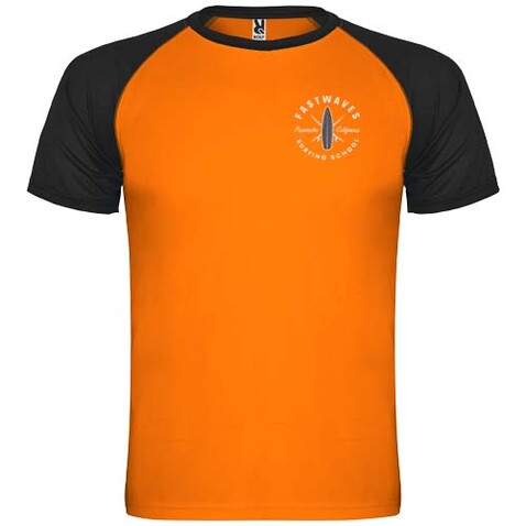 Indianapolis Sport T-Shirt für Kinder, Fluor Orange, schwarz bedrucken, Art.-Nr. K66509AD
