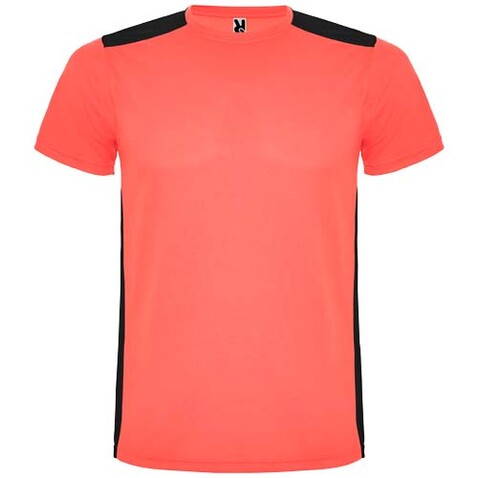 Detroit Sport T-Shirt für Kinder, Fluor Coral, schwarz bedrucken, Art.-Nr. K66529NO