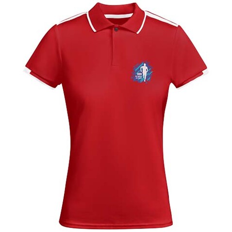 Tamil Sport Poloshirt für Damen, rot, weiss bedrucken, Art.-Nr. R04098N1