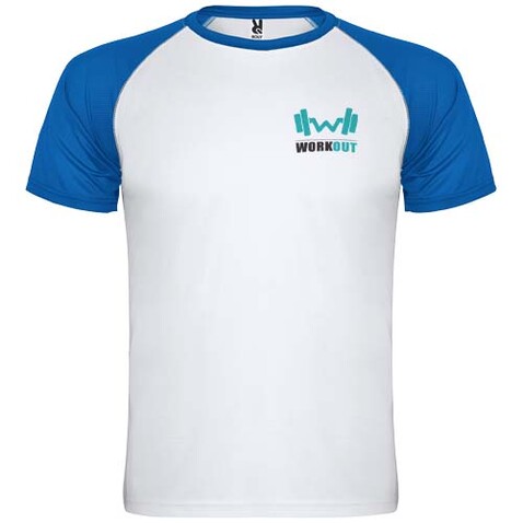 Indianapolis T-Shirt Unisex aus recyceltem Material, weiss, royalblau bedrucken, Art.-Nr. R66508Q3