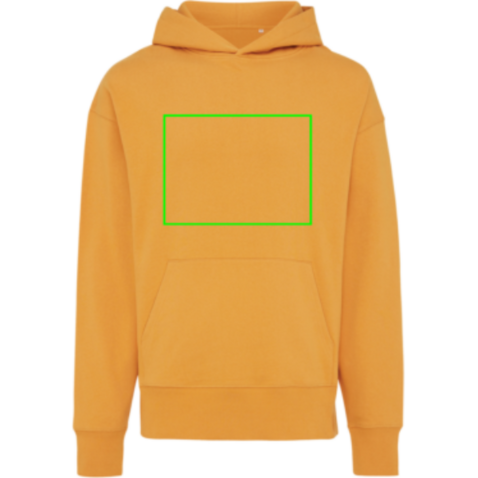 Iqoniq Yoho Relax-Hoodie aus recycelter Baumwolle sundial orange bedrucken, Art.-Nr. T9402.012.L