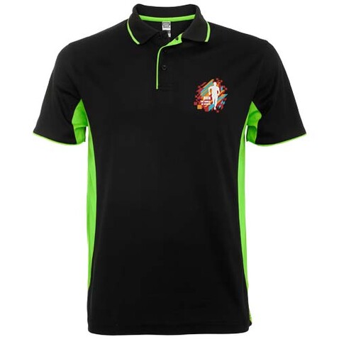 Montmelo Sport Poloshirt Unisex, schwarz, limone bedrucken, Art.-Nr. R04218P5