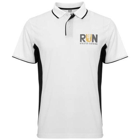 Montmelo Sport Poloshirt Unisex, weiss, schwarz bedrucken, Art.-Nr. R04218R6