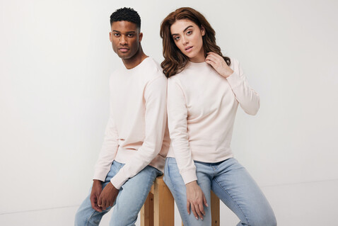 Iqoniq Etosha Lightweight Sweater aus recycelter Baumwolle cloud pink bedrucken, Art.-Nr. T9303.039.M