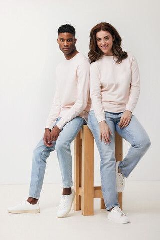 Iqoniq Etosha Lightweight Sweater aus recycelter Baumwolle cloud pink bedrucken, Art.-Nr. T9303.039.M