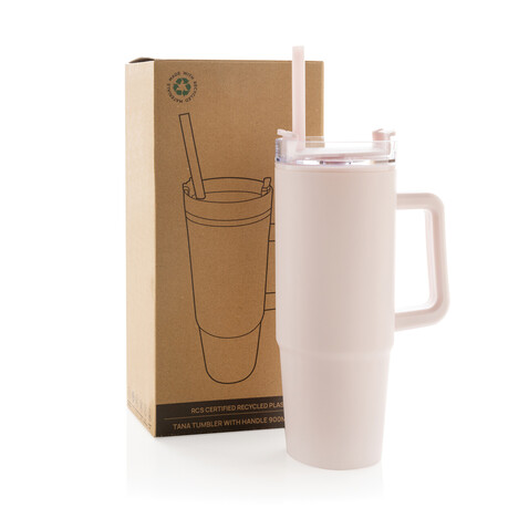 Tana Becher aus RCS recyceltem Kunststoff mit Griff 750ml rosa bedrucken, Art.-Nr. P437.1014