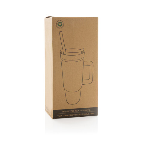 Tana Becher aus RCS recyceltem Kunststoff mit Griff 750ml rosa bedrucken, Art.-Nr. P437.1014