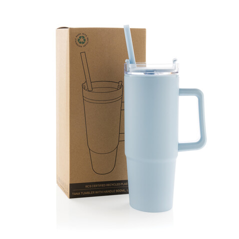 Tana Becher aus RCS recyceltem Kunststoff mit Griff 750ml hellblau bedrucken, Art.-Nr. P437.1005