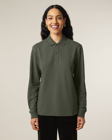 Prepster 2.0 Long Sleeve - Das Langarm-Unisex-Polo - Khaki - L bedrucken, Art.-Nr. STPU223C2231L