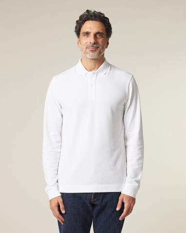 Prepster 2.0 Long Sleeve - Das Langarm-Unisex-Polo - White - XL bedrucken, Art.-Nr. STPU223C0011X