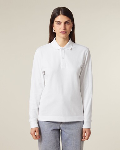 Prepster 2.0 Long Sleeve - Das Langarm-Unisex-Polo - White - XL bedrucken, Art.-Nr. STPU223C0011X