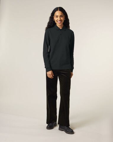 Prepster 2.0 Long Sleeve - Das Langarm-Unisex-Polo - Black - M bedrucken, Art.-Nr. STPU223C0021M