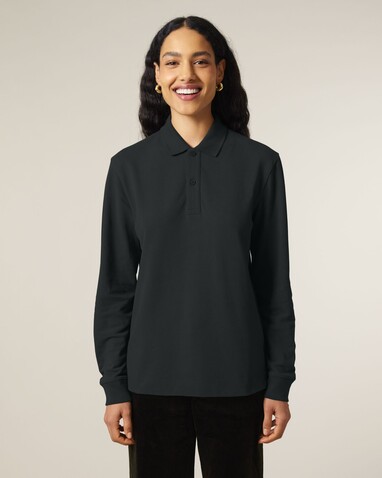 Prepster 2.0 Long Sleeve - Das Langarm-Unisex-Polo - Black - M bedrucken, Art.-Nr. STPU223C0021M