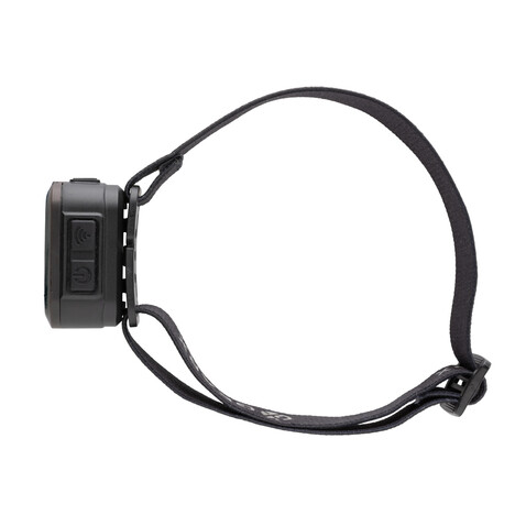 Gear X Hochleistungs-Kopflampe aus RCS rPlastik schwarz, grau bedrucken, Art.-Nr. P513.102