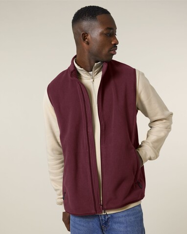 Stanley Quester - Herren ärmellose Fleece-Jacke - Burgundy - 3XL bedrucken, Art.-Nr. STJM240C2443X