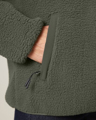 Brooker - Die Relaxed Unisex-Sherpajacke - Khaki - XXL bedrucken, Art.-Nr. STJU248C2232X