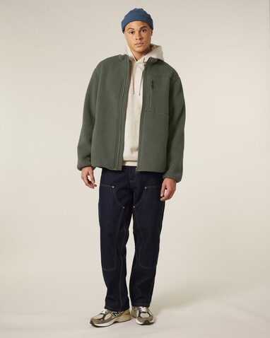 Brooker - Die Relaxed Unisex-Sherpajacke - Khaki - 3XL bedrucken, Art.-Nr. STJU248C2233X