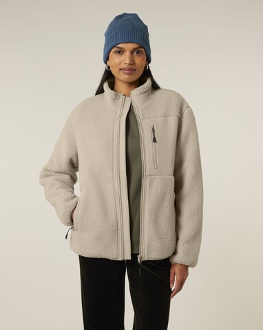 Brooker - Die Relaxed Unisex-Sherpajacke - Desert Dust - XXS bedrucken, Art.-Nr. STJU248C0282S